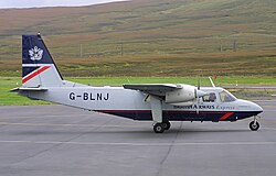 Loganair Britten-Norman Islander wearing British Airways Express titles in 2002