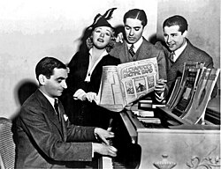 Berlin with film stars Alice Faye, Tyrone Power and Don Ameche singing chorus from Alexander's Ragtime Band (1938)