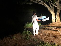 An Umbandist carrying offerings to Iemanjá to a river