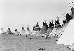 Blackfoot teepees, Glacier National Park, 1933