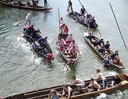 Stocherkahn boats during a race