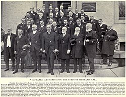 A notable gathering on the steps of Hubbard Hall, 1909