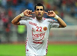 Ghaddar celebrating a goal with Kelantan in 2012
