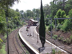 Beecroft railway station in Sydney, Australia, is an island-platform station in the middle of a reverse curve. This platform is accessed by an underpass.