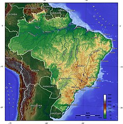 A topographic map of Brazil
