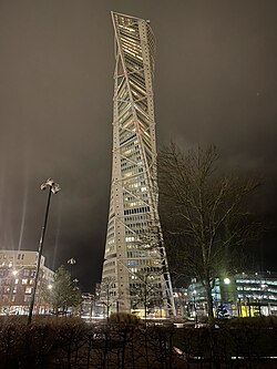 The Turning Torso in winter skylight, January 2024
