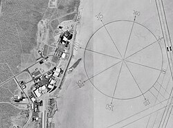 The world's largest compass rose is painted on the lake bed beside NASA's Armstrong Flight Research Center.