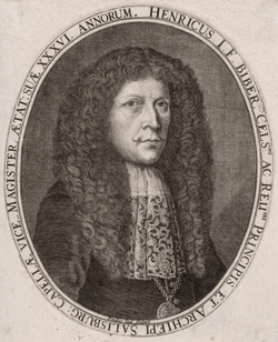 Heinrich Ignaz Franz Biber introduced noises into string music for programmatic effects.