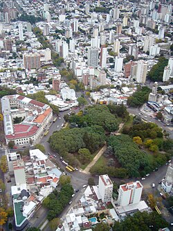 Plaza Dardo Rocha from the air.