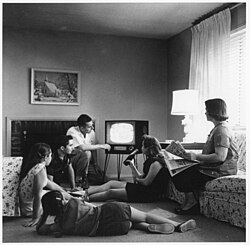 A family watches television, c. 1958