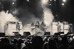 Sunn O))) performing at Moogfest in Durham in 2016