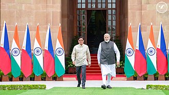 Indian Prime Minister Narendra Modi (right) hosts Philippine President Bongbong Marcos in New Delhi, August 2025