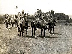 Michael Rimington riding alongside Pratap Singh and Sajjan Singh in Linghem, 28 July 1915.