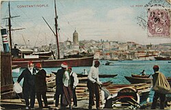 1909 postcard depicting Ottoman Constantinople and bearing a French stamp inscribed "Levant"