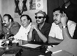 Yasser Arafat, Nayef Hawatmeh and Kamal Nasser in a Jordan press conference in Amman, 1970