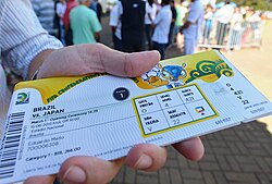 A ticket for the competition's opening match in Brasília
