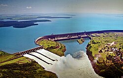 The Itaipu Dam on the Paraná River, the second largest of the world. Brazilian energy matrix is one of the cleanest in the world