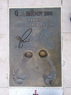 Ronaldo's Golden Foot award in "The Champions Promenade" on the seafront of the Principality of Monaco