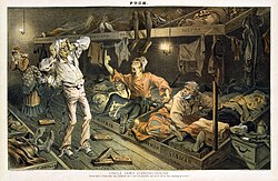 1882 illustration from Puck depicting Irish immigrants as troublemakers, as compared to those of other nationalities