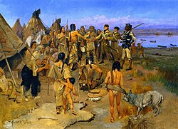 Lewis and Clark meeting the Mandan Indians, by Charles Marion Russell, 1897