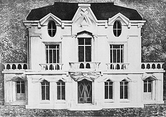 Raymond Duchamp-Villon, 1912, Study for La Maison Cubiste, Projet d'Hotel (Cubist House). Image published in Les Peintres Cubistes, by Guillaume Apollinaire, 17 March 1913