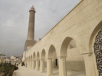 Great Mosque of al-Nuri after its reconstruction with its Al-Hadba minaret.