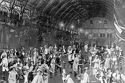 Carnival, South End Exhibition Rink, Halifax, Nova Scotia, Canada, February 1899; The carefully prepared photomontage composite was a Notman specialty, each figure being photographed separately and then combined as a single image