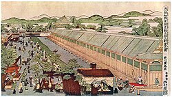 Sanjūsangen-dō in Kyoto, a print of a Tendai temple, by Toyoharu, c. 1772–1781