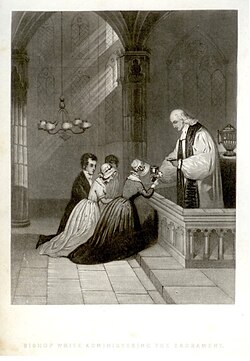 Bishop William White celebrating Holy Communion in choir dress (19th century)