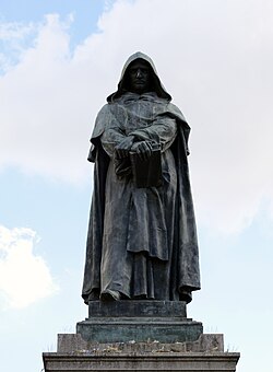 The monument to Giordano Bruno in the place he was executed in Rome