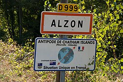 The villages of Alzon, France and Waitangi, New Zealand are an example of antipodal settlements.