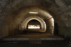 The rifle range located within the old goods tunnels, under the station