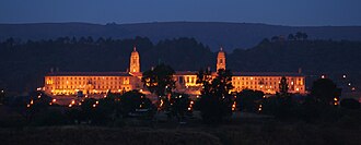 Pretoria's Union Buildings at night