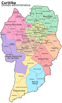 Curitiba's neighborhoods and boroughs