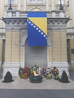 Eternal flame memorial to military and civilian World War II victims in Sarajevo