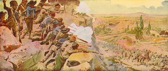 Guerrilla warfare during the Peninsular War, by Roque Gameiro, depicting a Portuguese guerrilla ambush against French forces