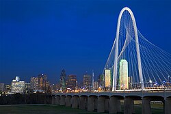 Named after a Dallas philanthropist, the Margaret Hunt Hill Bridge spans the Trinity River.