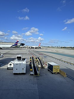 Planes in Concourse J of the airport.