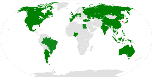 Countries with at least one Korean Cultural Center South Korea