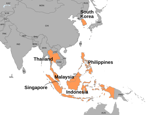 The countries most affected by the 1997 Asian financial crisis, particularly Indonesia, South Korea and Thailand