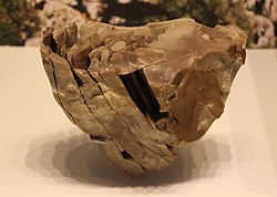 Flint stone core for making blades in Negev, Israel, c. 40000 BP