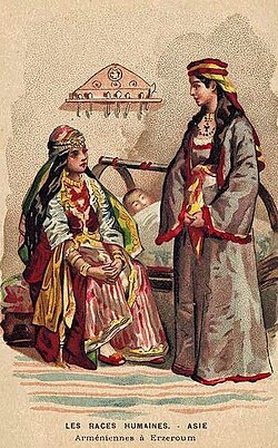 Image from Alexandre Lacauchie’s book on the traditional costumes of every nation. Pictures two Armenian women from Erzurum in their traditional attire. circa 1847