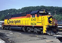 Chessie System SD50 locomotive in Connellsville, Pennsylvania