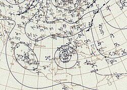 Weather map of the hurricane over the southeast Gulf of Mexico on September 18