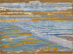 Piet Mondrian, View from the Dunes with Beach and Piers, Domburg, 1909, oil and pencil on cardboard, Museum of Modern Art, New York City