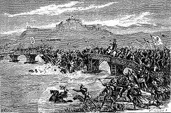 Depiction of the Battle of Stirling Bridge, fought during the First War of Scottish Independence, 1297