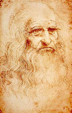 Leonardo da Vinci, quintessential Renaissance man, in a self-portrait (c. 1512)