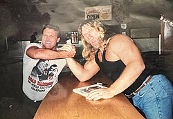 Jim Duggan with fan in Dayton, Ohio, 1988