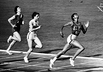 Wilma Rudolph wins the 100 metres sprint race; Giusy Leone of Italy came in third.
