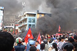 Angry protesters and rioters in Kathmandu during the 2025 Nepalese Gen Z protests